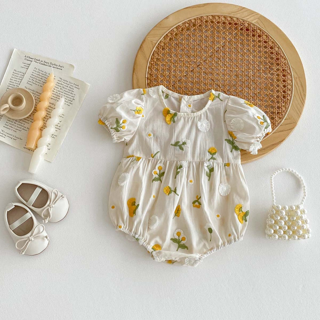 Baby Girls Daisy Embroidery Romper