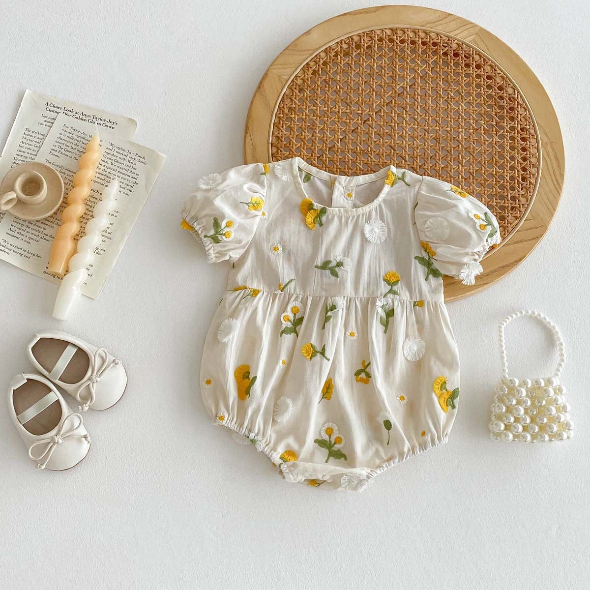 Baby Girls Daisy Embroidery Romper