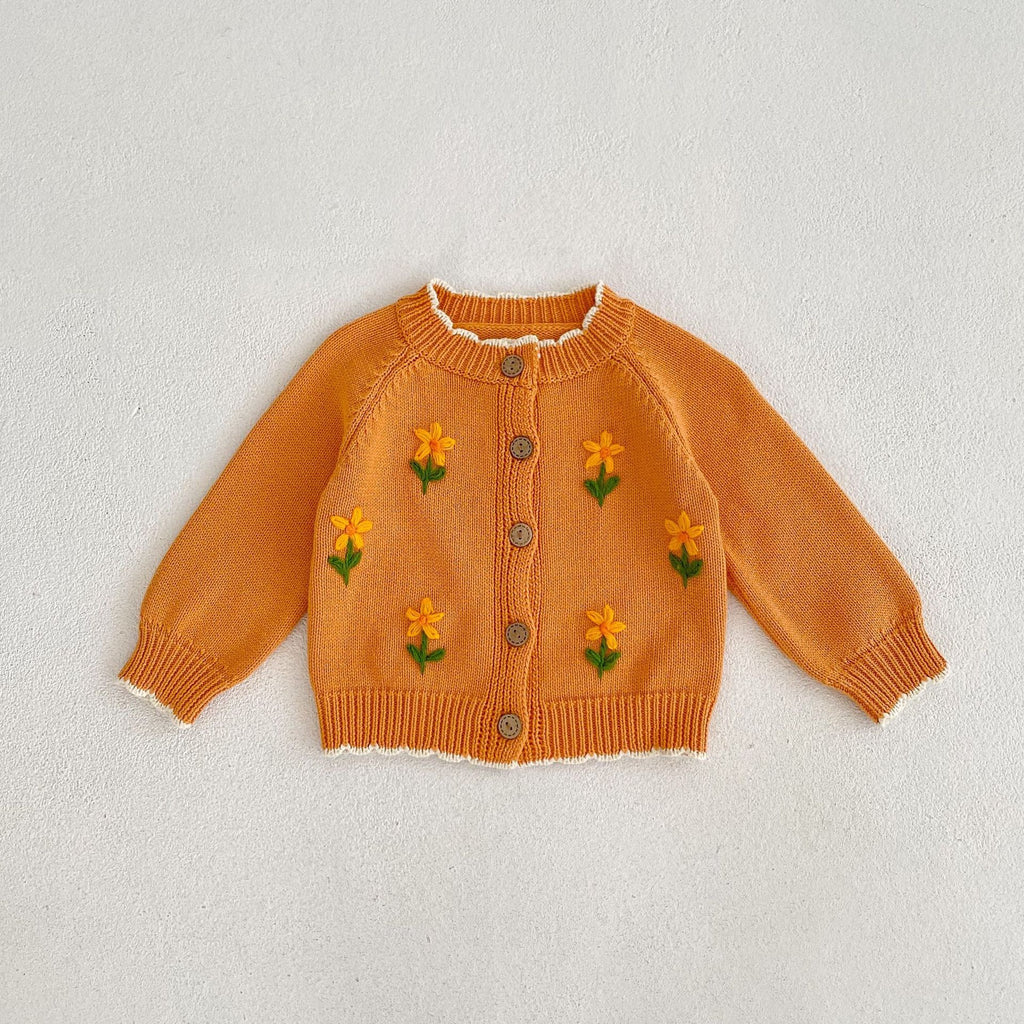 Children's Cardigan with Knitted Flowers