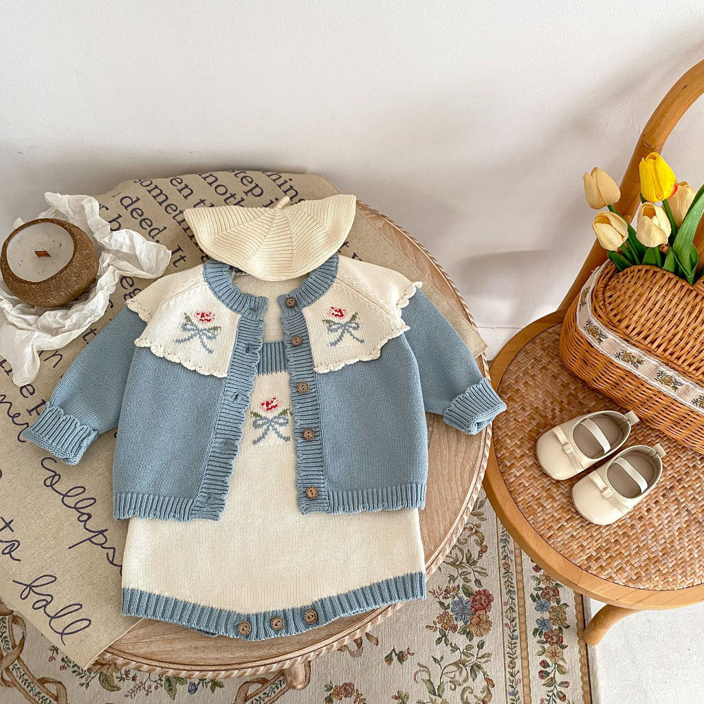 Children's Knitted Set with Bows, 2 Pieces