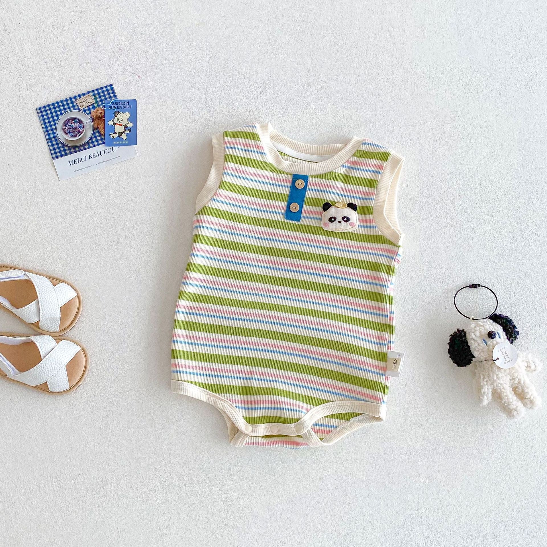 Baby Cartoon Striped Vest Romper