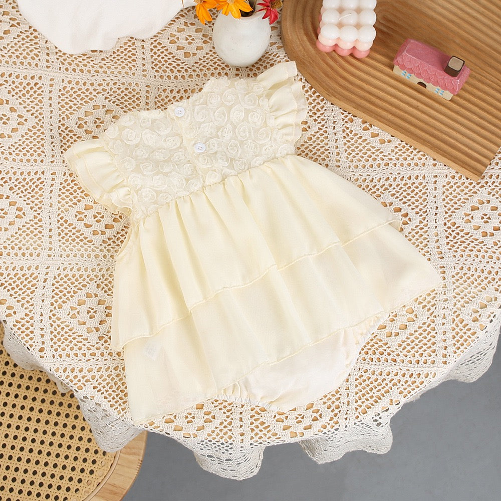 Sweet Infant Girls Bodysuit Flying Sleeve Princess Dress