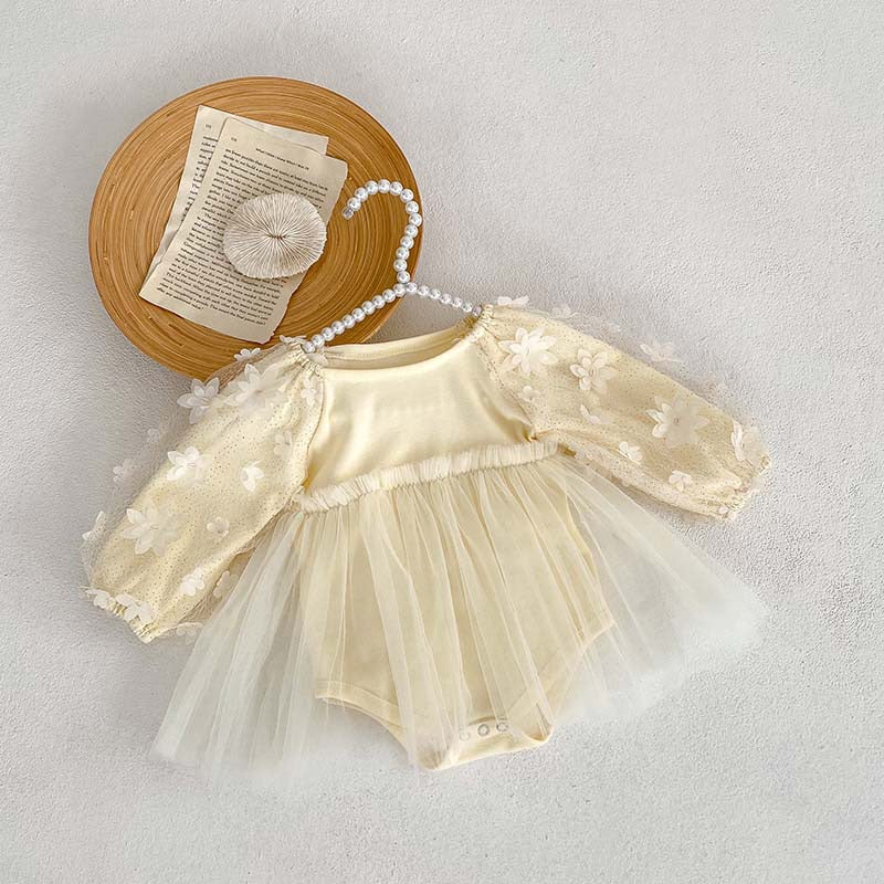 Floral Dress Romper Tulle Vestido Long Sleeve Baby Clothes