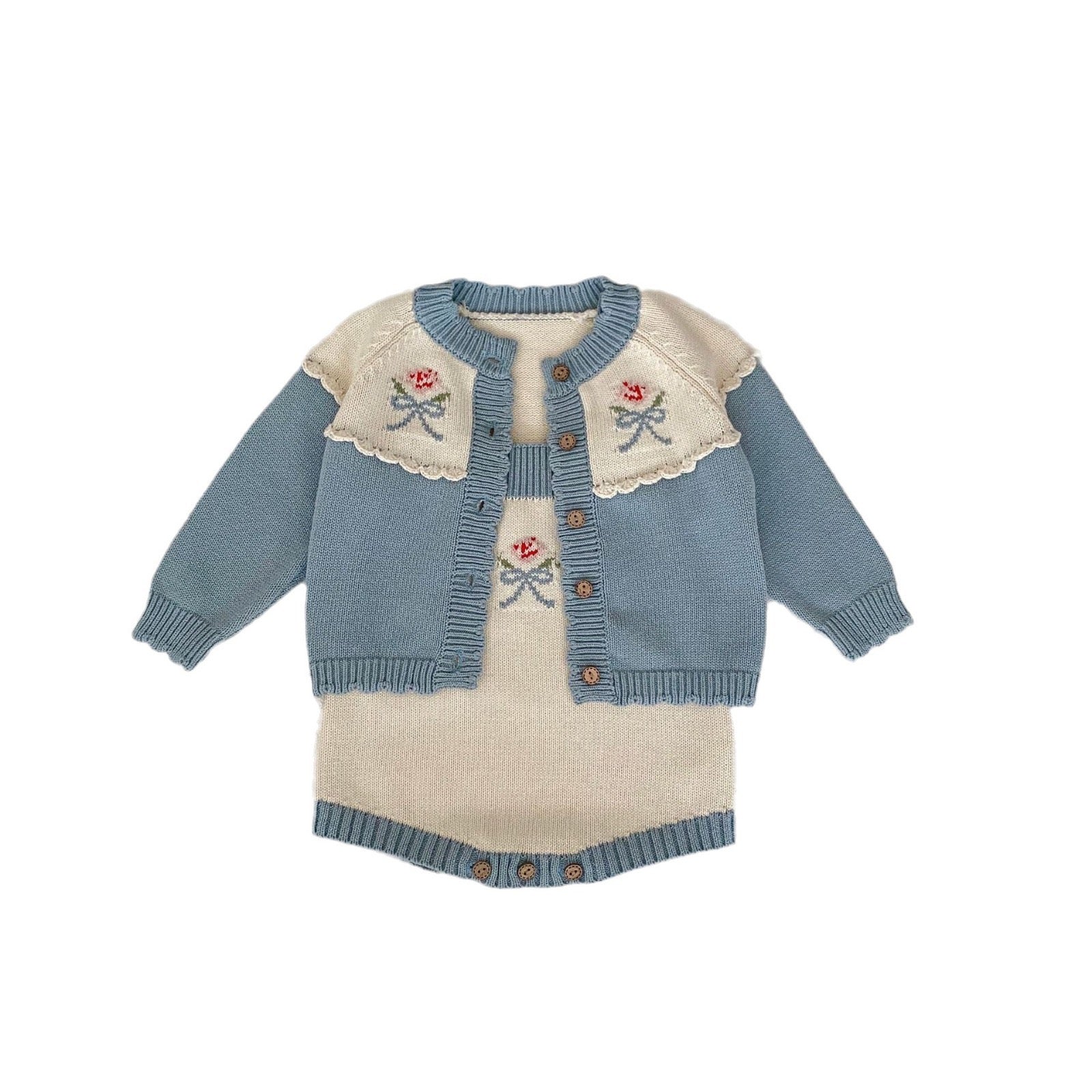 Children's Knitted Set with Bows, 2 Pieces