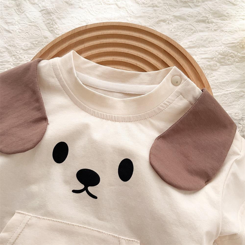 Children's Summer Bodysuit with Puppy Design