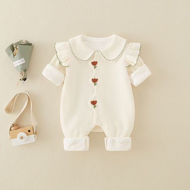 Korean Style Baby Double Layer Romper Autumn Long Sleeve Outfit