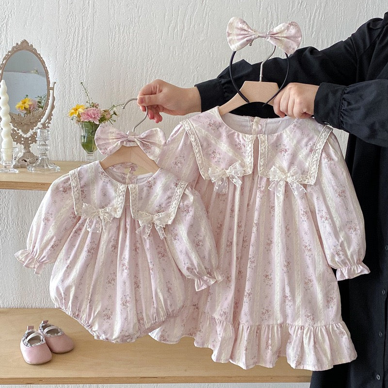Infant Clothes Girls Family Sisters Matching Outfits Bow Bodysuit