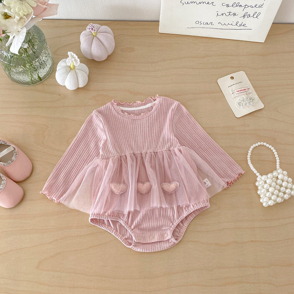 Baby Bodysuit with Tulle Skirt and Hearts