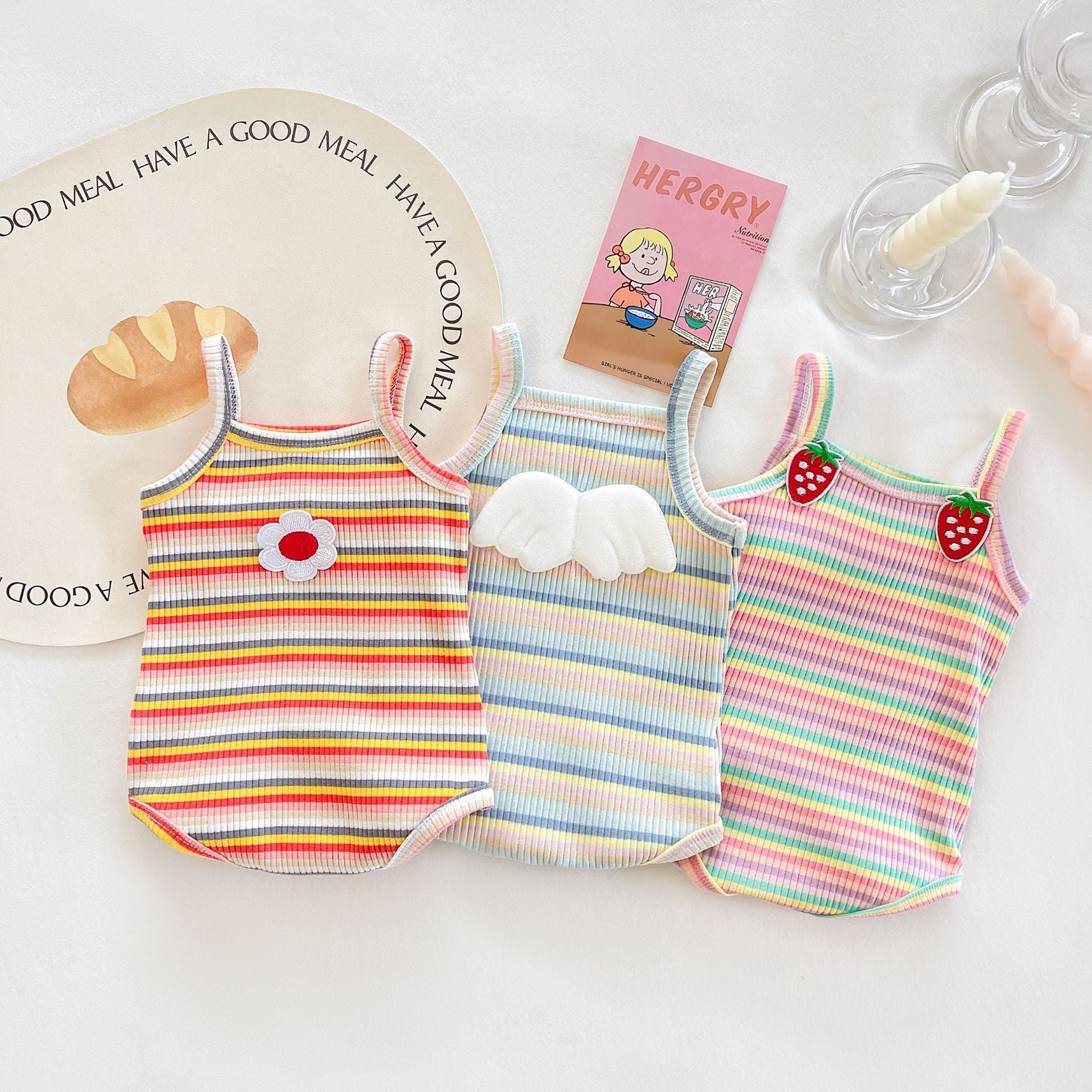 Baby Bodysuit with Floral Stripes