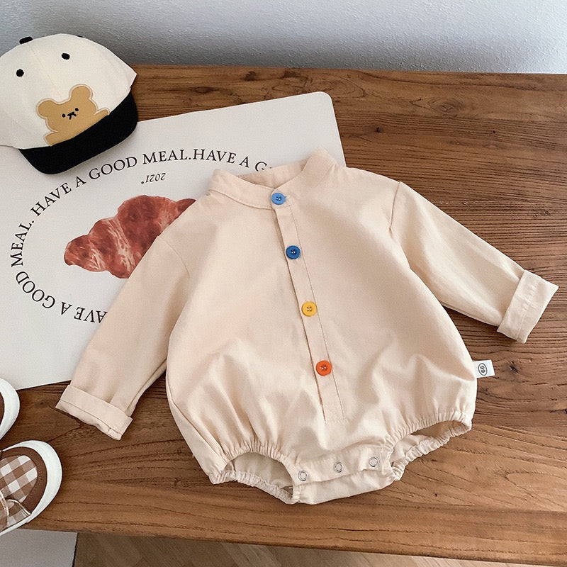 Baby Bodysuit with Colorful Buttons and Smile Design