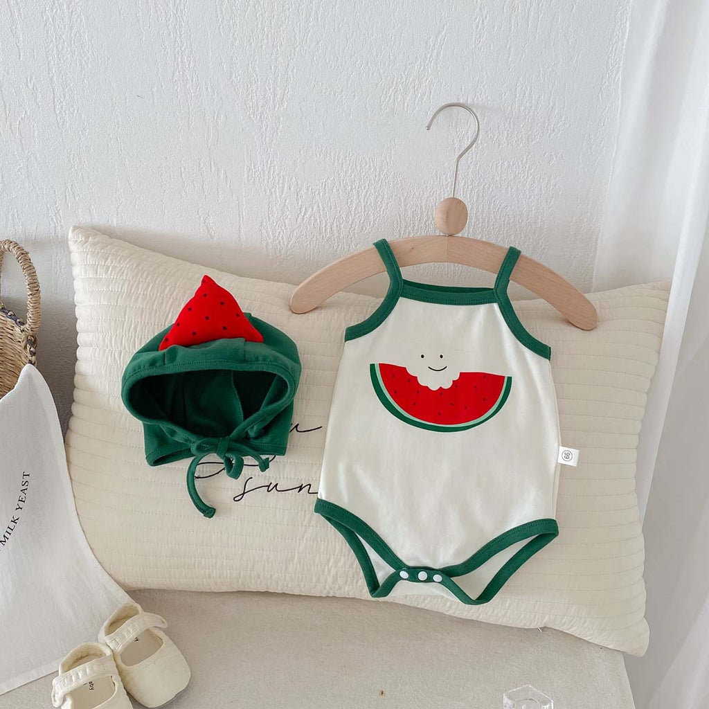 Watermelon Jumpsuit Hat 2pcs Baby Rompers