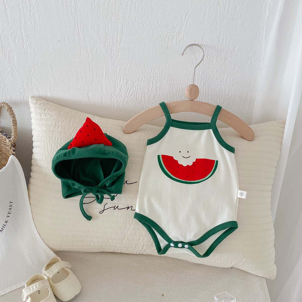 Watermelon Jumpsuit Hat 2pcs Baby Rompers