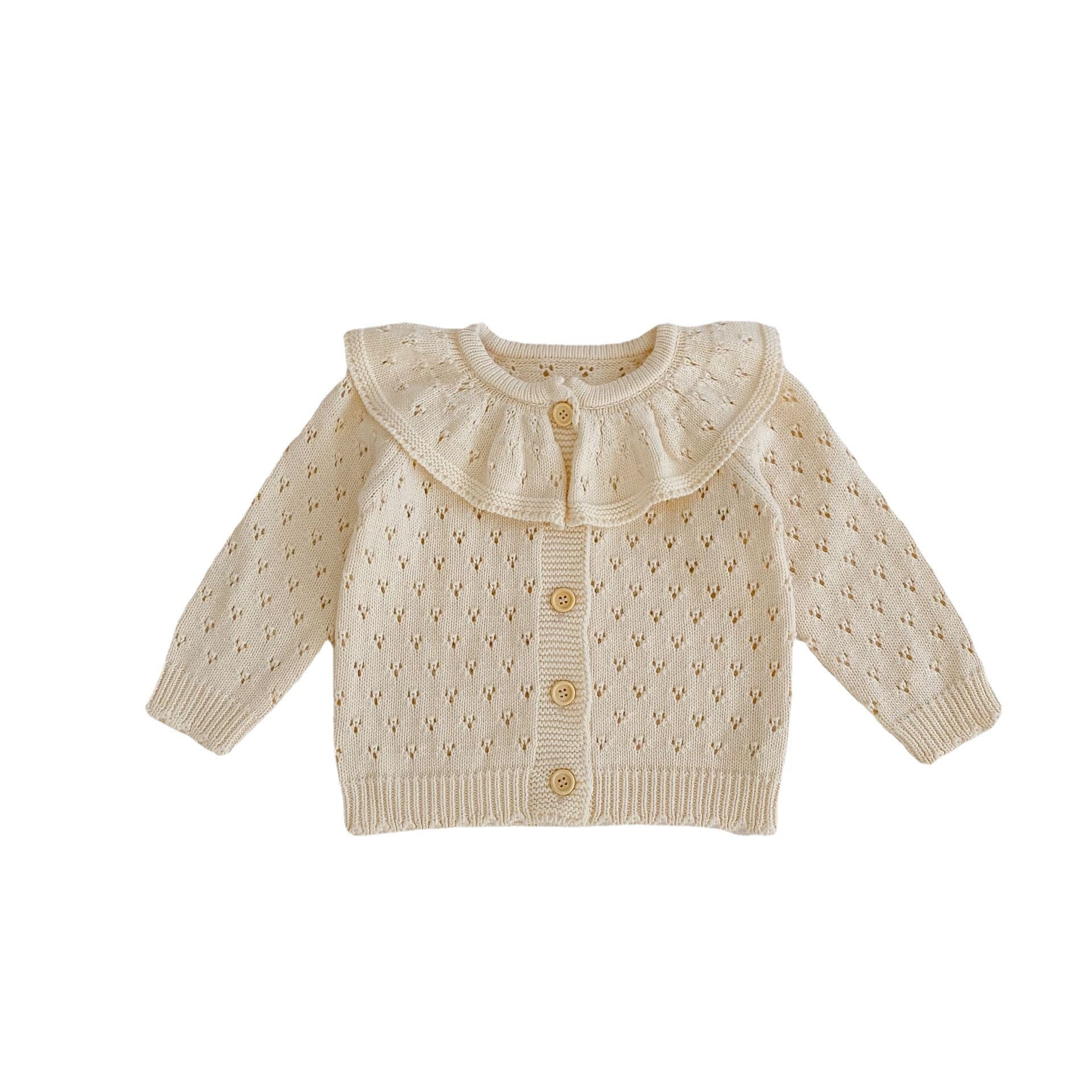 Baby Girls Retro Ruffle Collar Knitted Cardigan