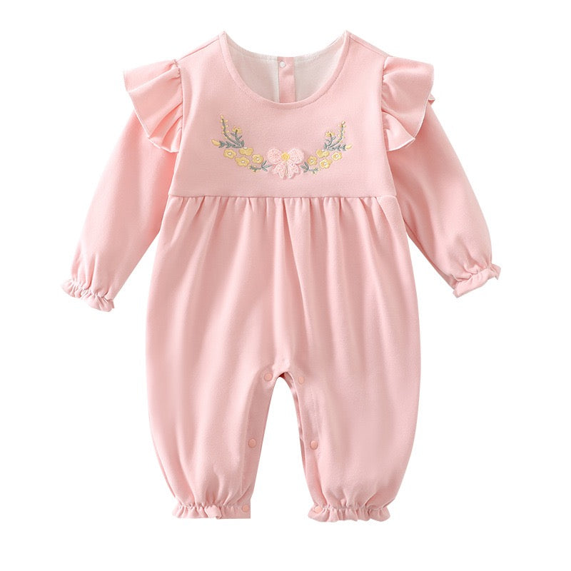 Children's Jumpsuit with Flowers and Wings
