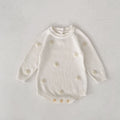 Baby Knitted Cotton Bodysuit with Crochet Flower