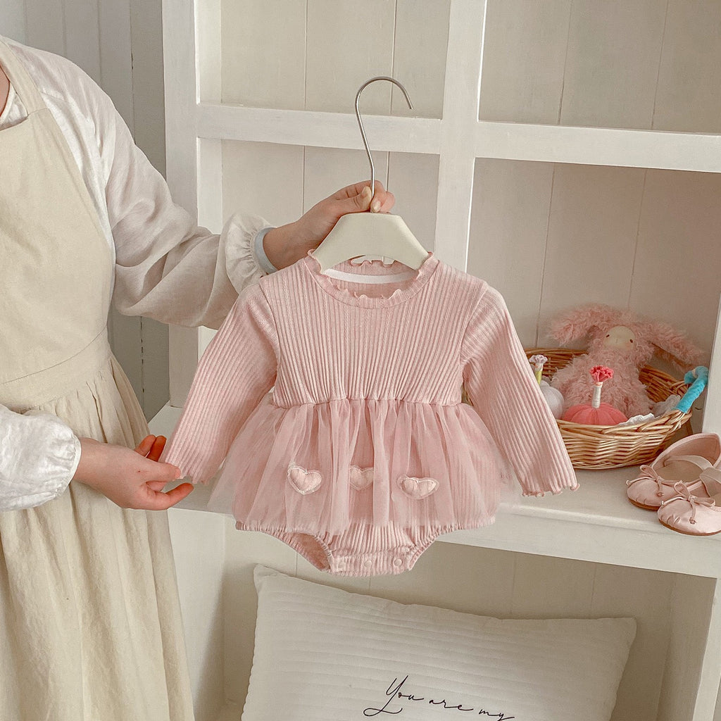 Baby Bodysuit with Tulle Skirt and Hearts