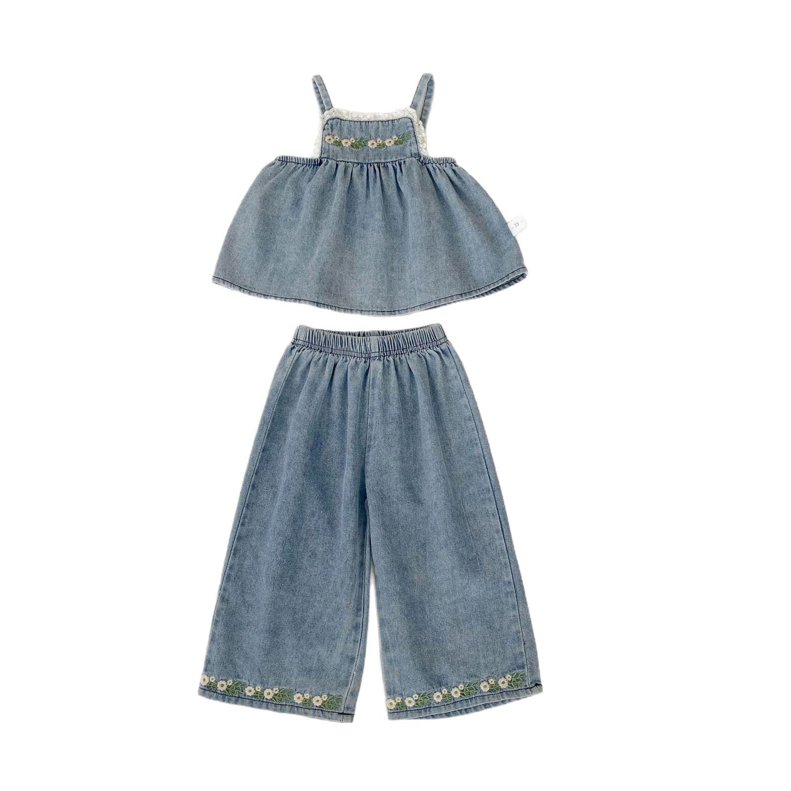 Children's Denim Set with Flowers