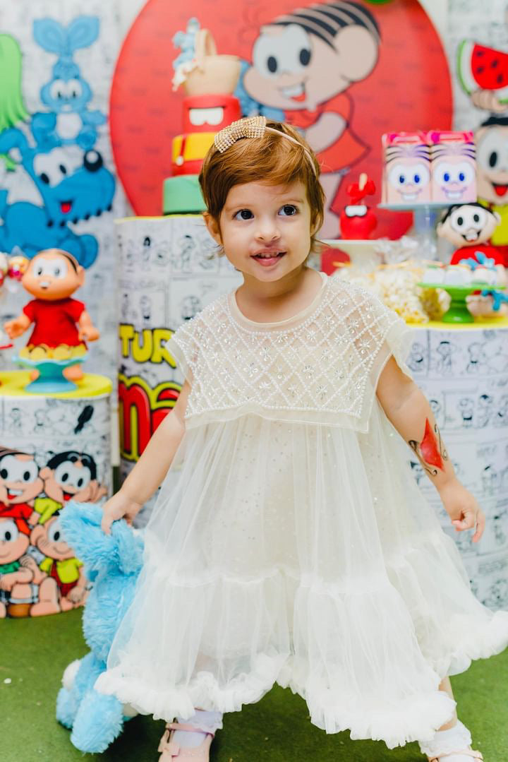 Vestito glitterato per bambine con ruches