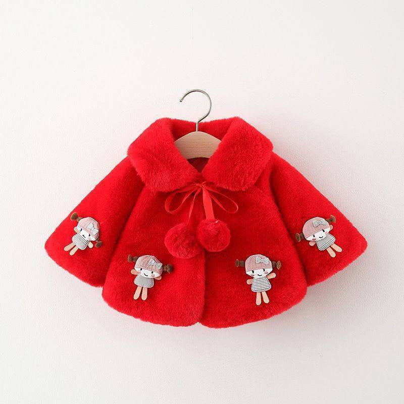 Children's Jacket with Pompom and Doll Design
