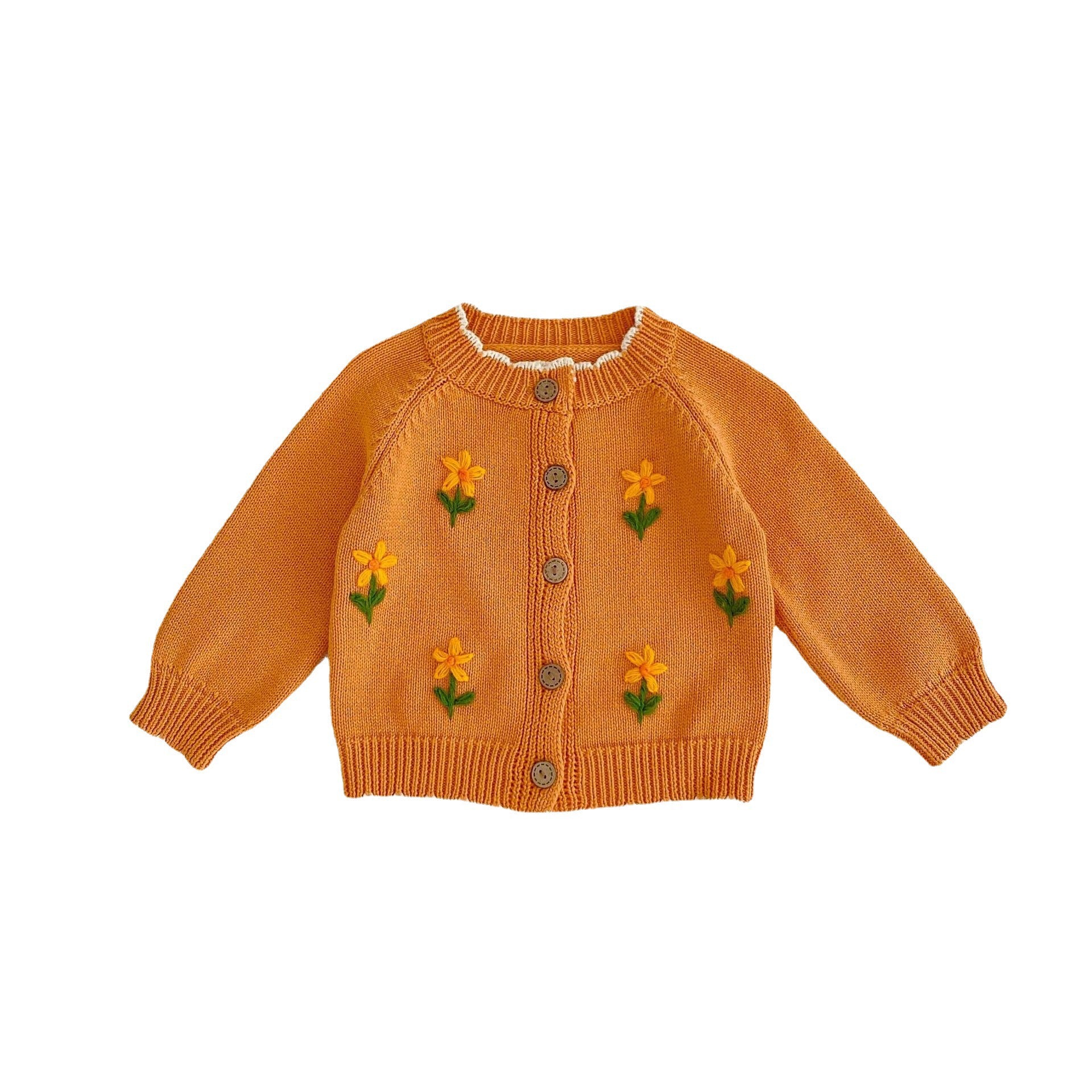 Children's Cardigan with Knitted Flowers