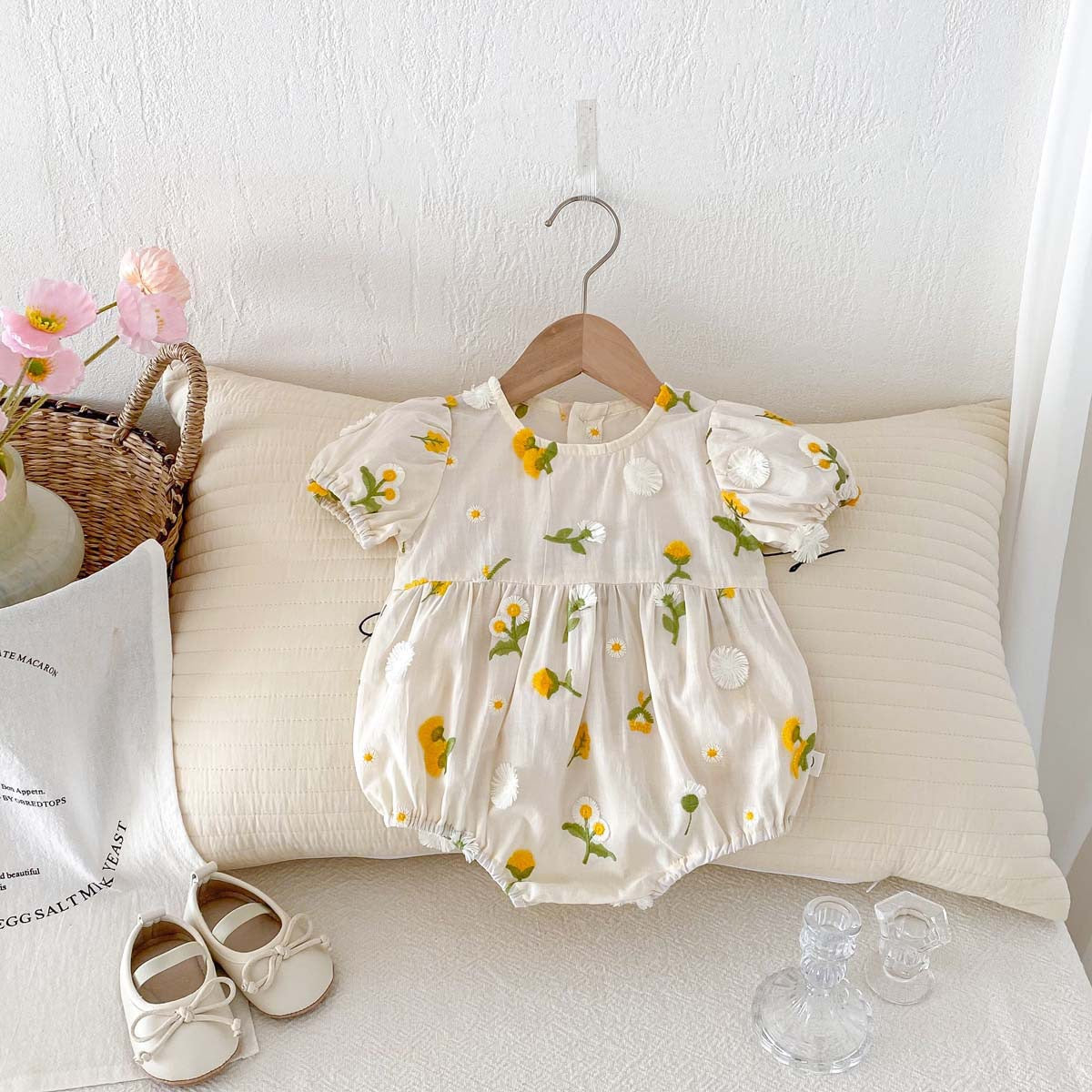 Baby Girls Daisy Embroidery Romper