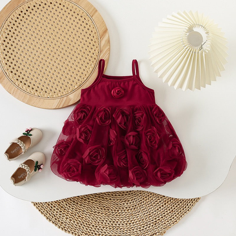 Children's Red Flowers Dress