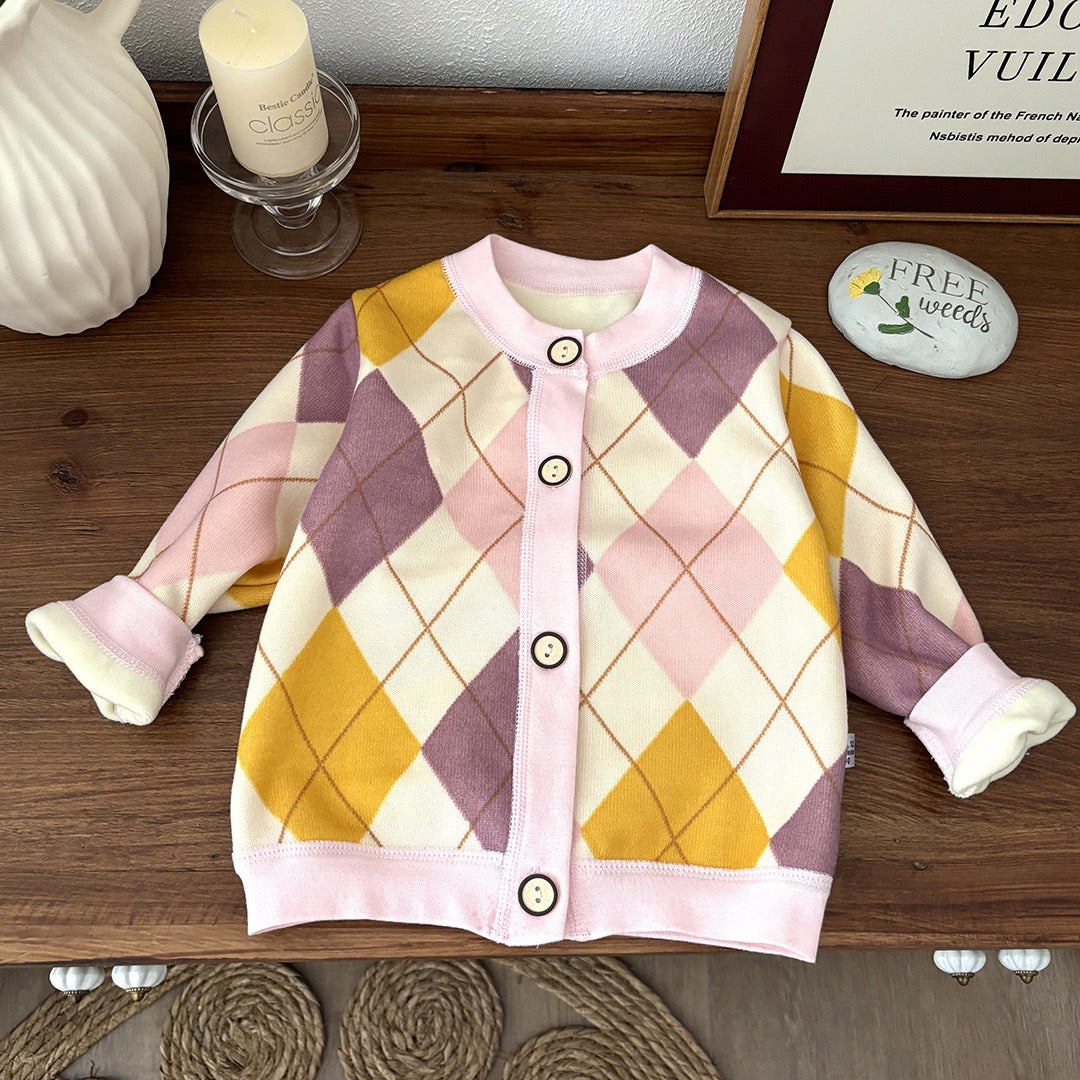 Kids Fashion Knitted Velvet Coat