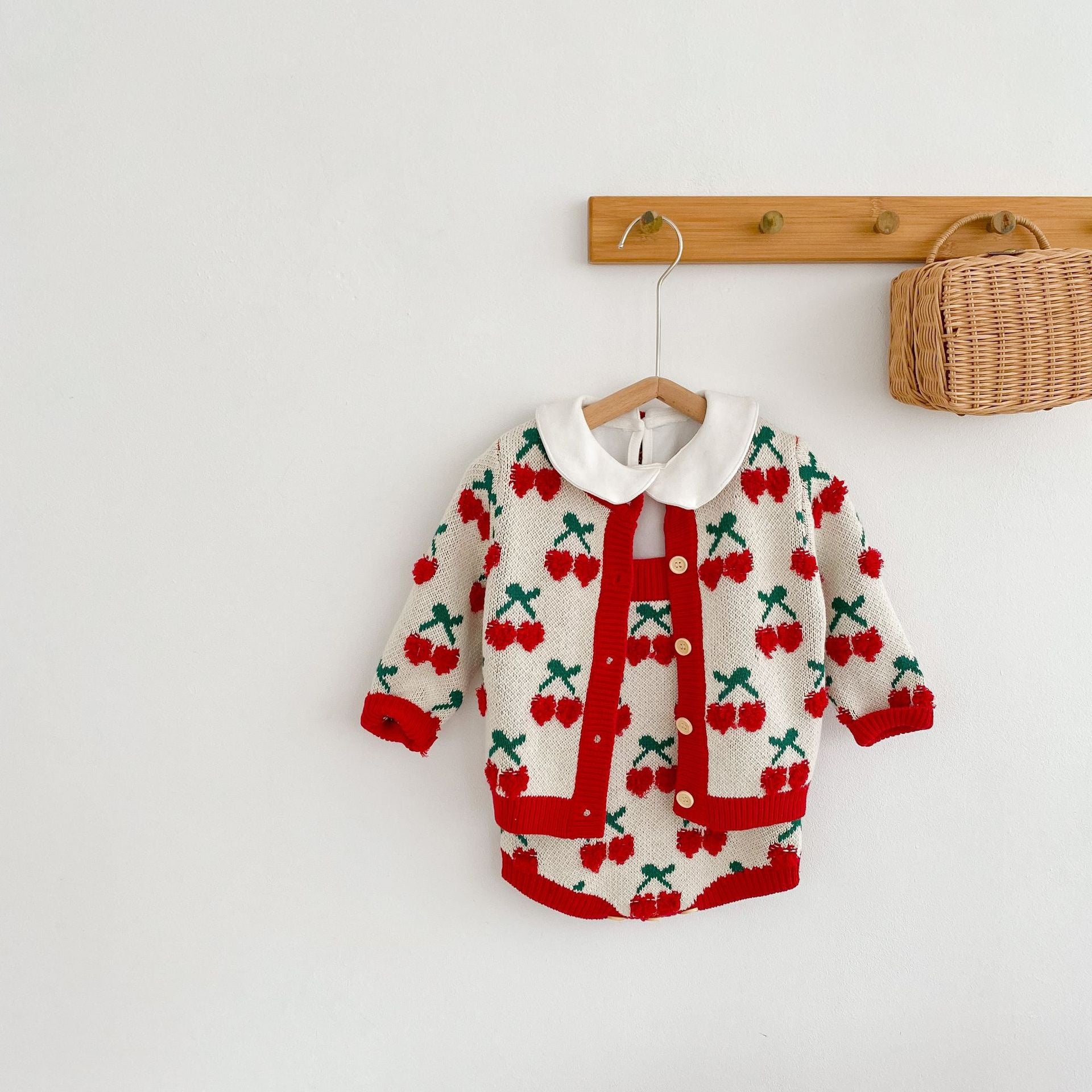 Toddler Girl Cherry Cardigan & Jumpsuit Set