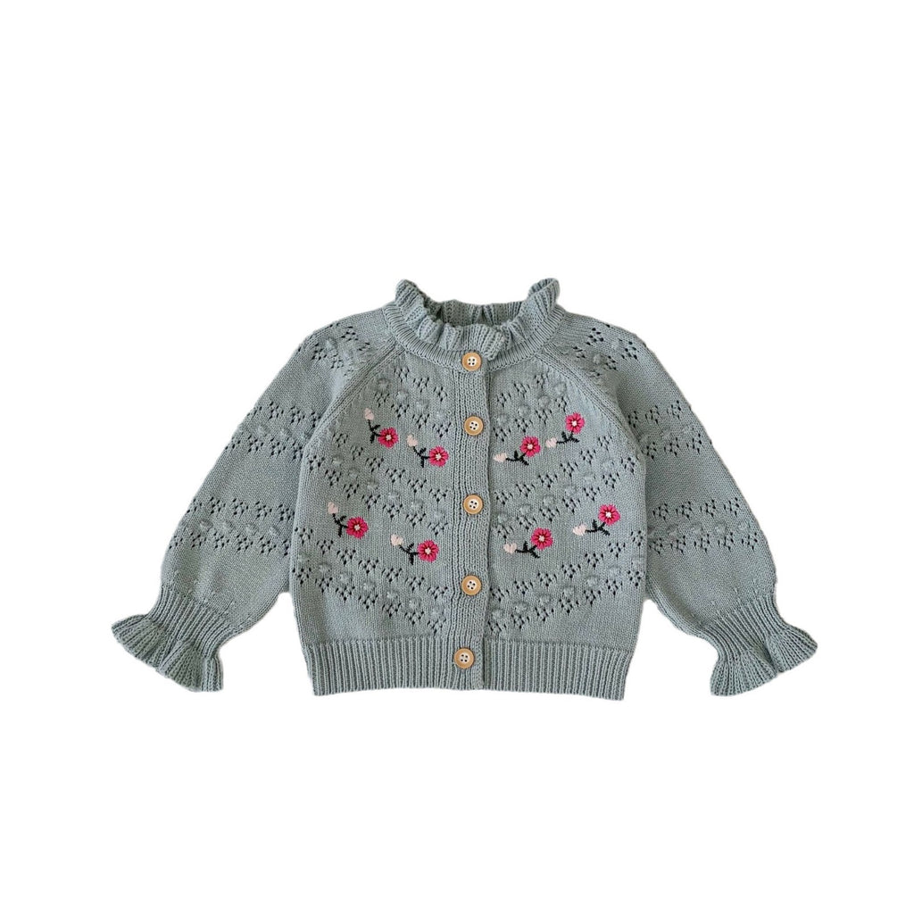 Children's Knitted Cardigan with Flowers