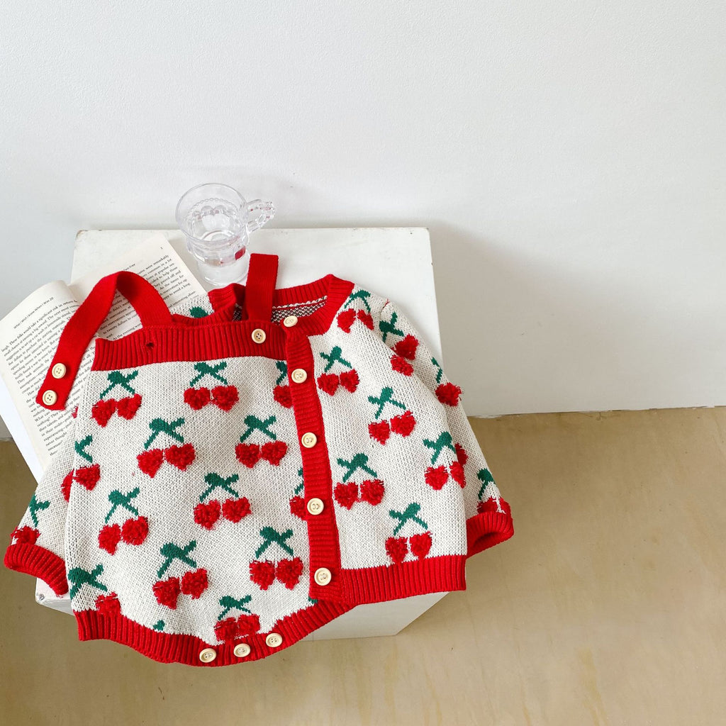 Toddler Girl Cherry Cardigan & Jumpsuit Set