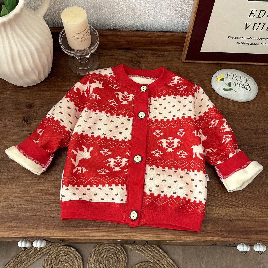 Kids Fashion Knitted Velvet Coat