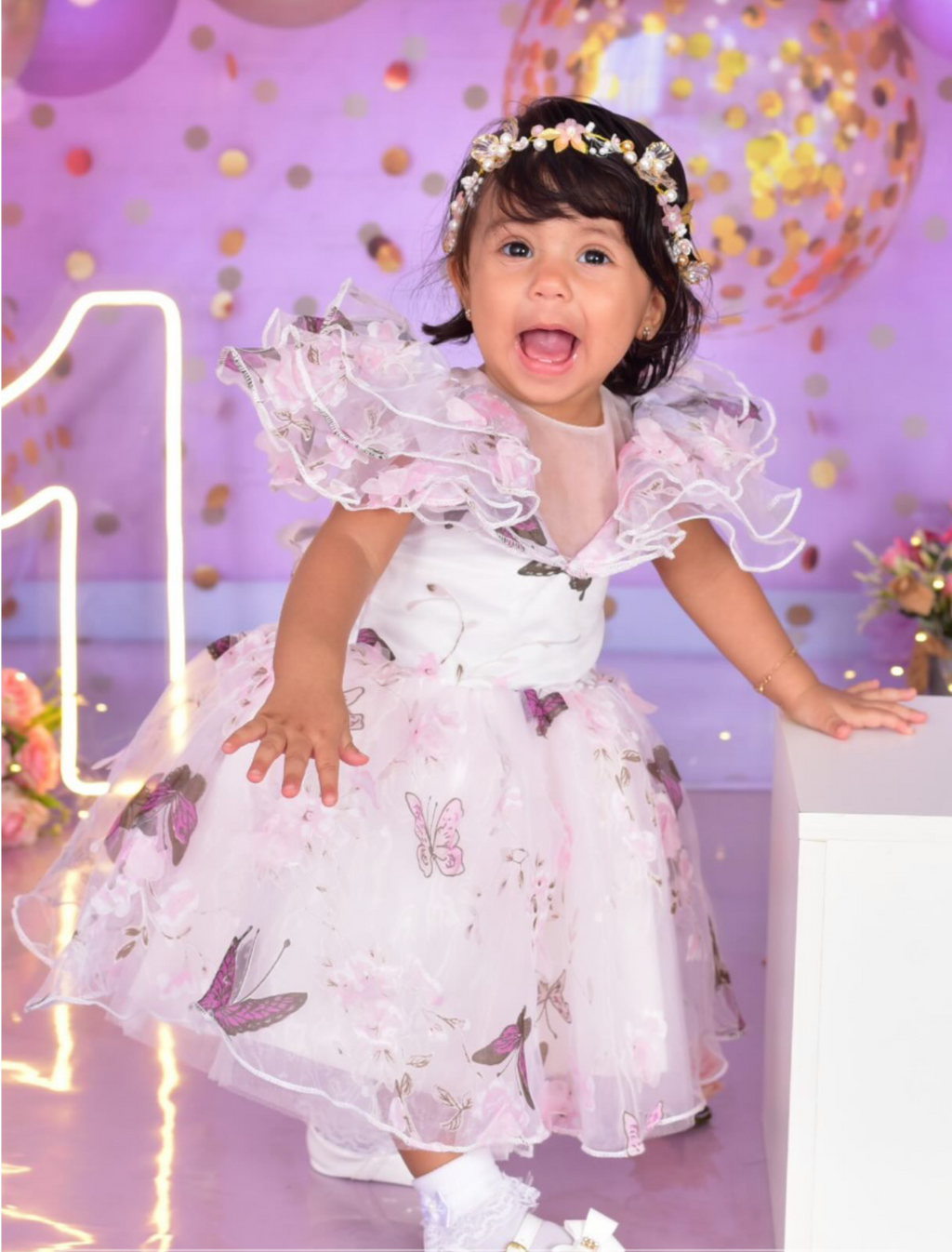 Vestito da festa per bambina con farfalla vaporosa