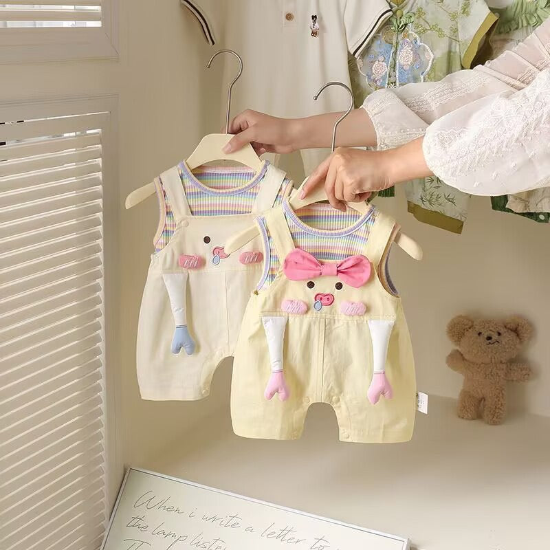 Children's Set: Romper with Bow and Stripes