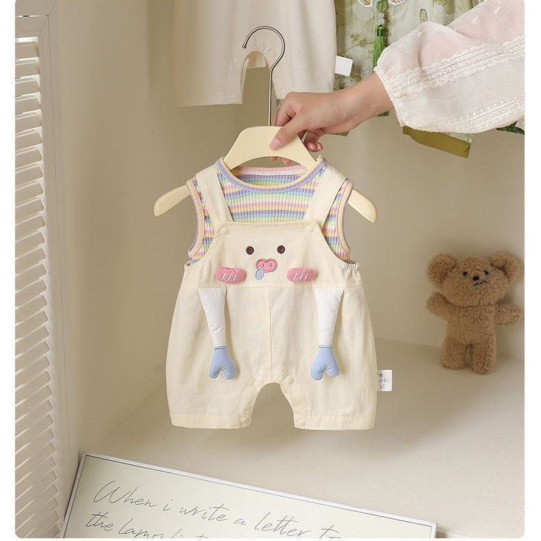 Children's Set: Romper with Bow and Stripes