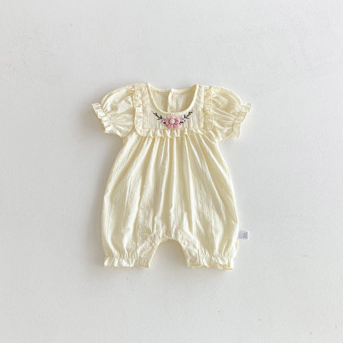 Baby Girls Clothes Floral Ruffle Puff Short Sleeve Rompers
