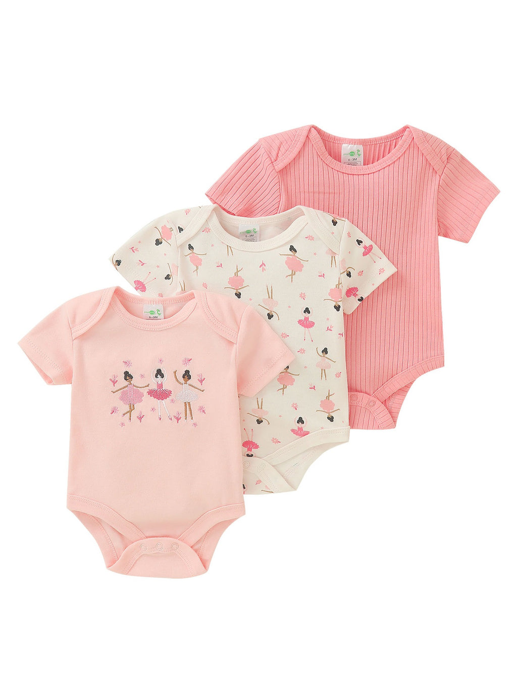 3PCS Baby Bodysuits Short Sleeve Cherry Bebe Jumpsuit