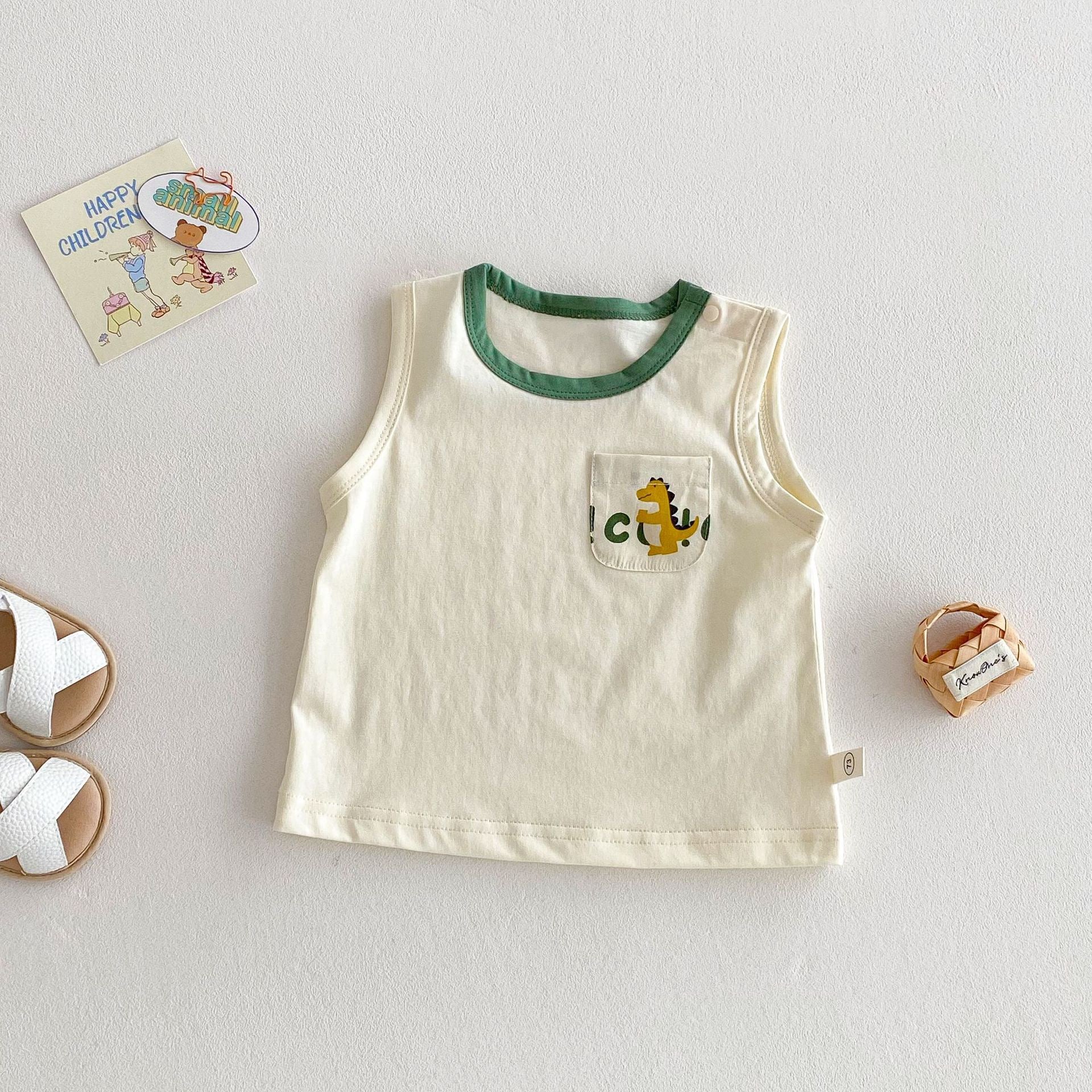 2PCS Children's Dinosaur Straps Cartoon Tee Romper Sets