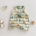 2PCS Children's Dinosaur Straps Cartoon Tee Romper Sets