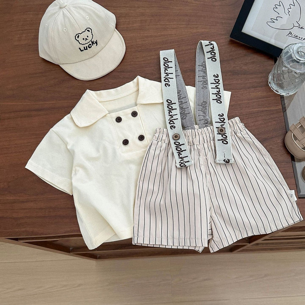 T-shirt/Pantaloncini per bambini con bottoni e strisce