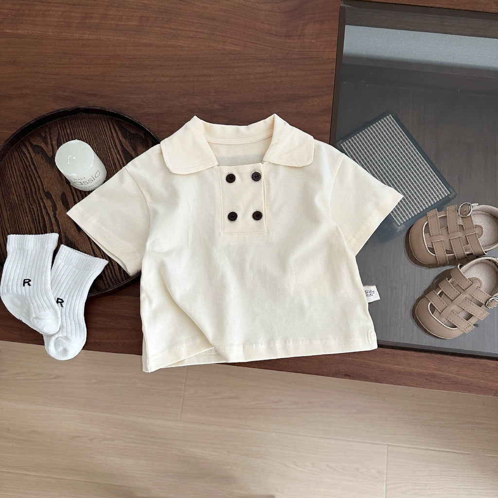 T-shirt/Pantaloncini per bambini con bottoni e strisce
