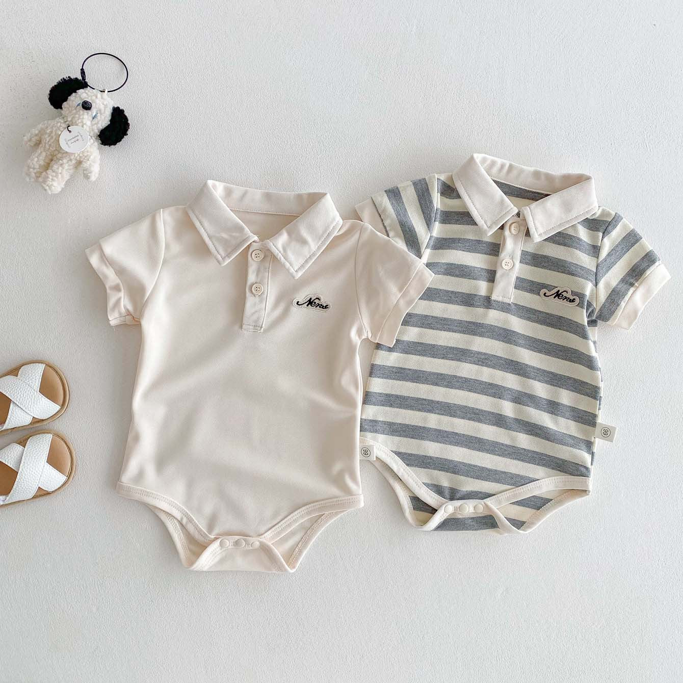 Tutina neonato pagliaccetto con colletto polo