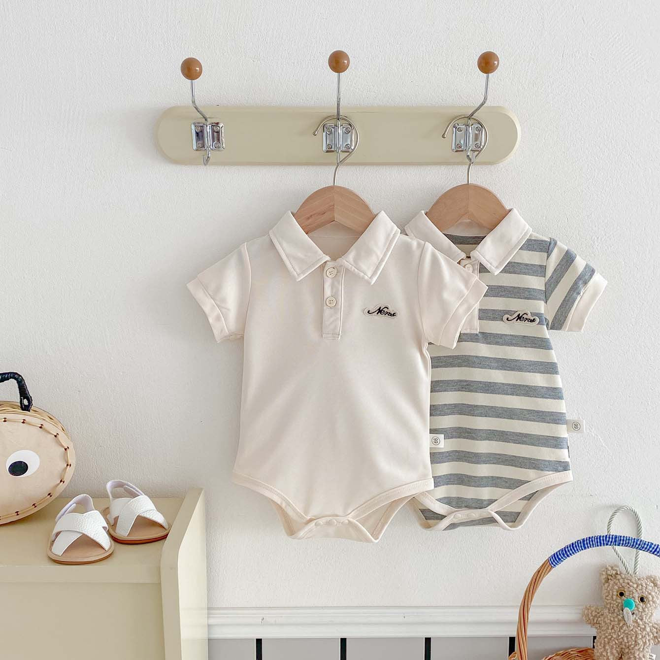 Tutina neonato pagliaccetto con colletto polo