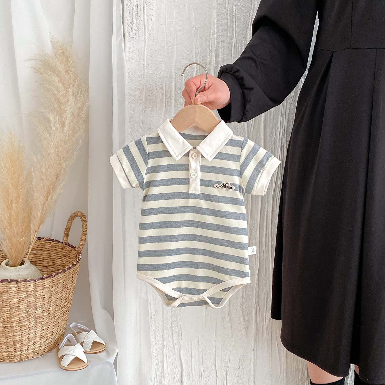 Tutina neonato pagliaccetto con colletto polo