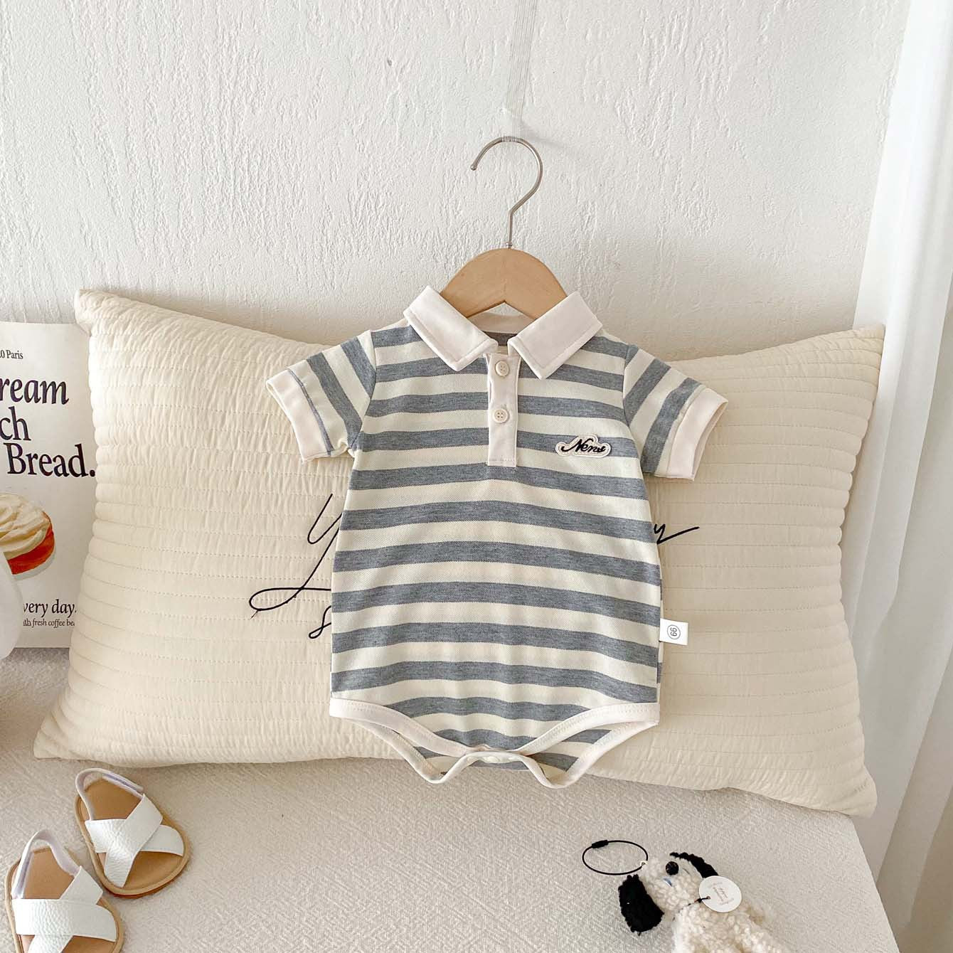 Tutina neonato pagliaccetto con colletto polo