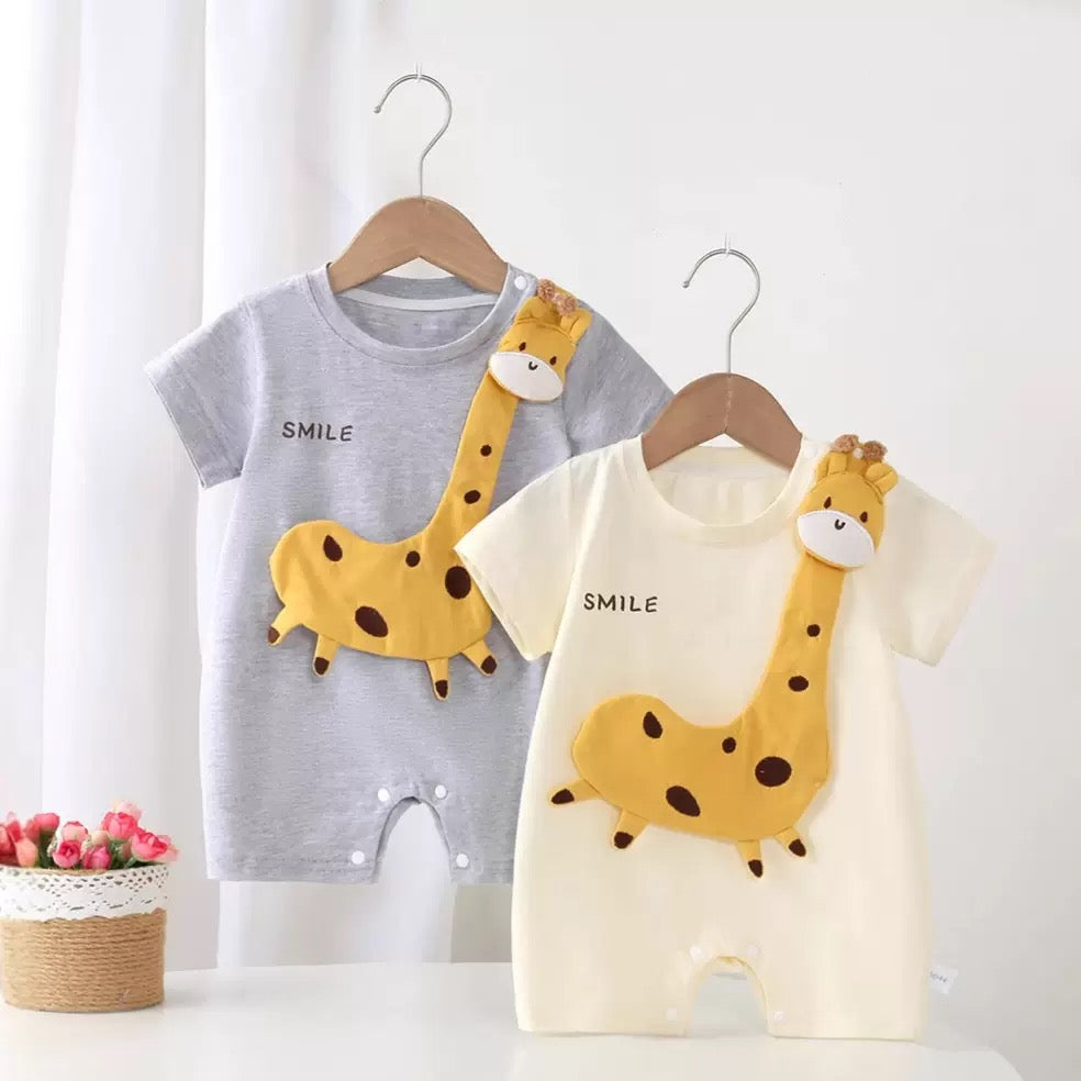 Pagliaccetto Neonato Estivo a Maniche Corte con Giraffa