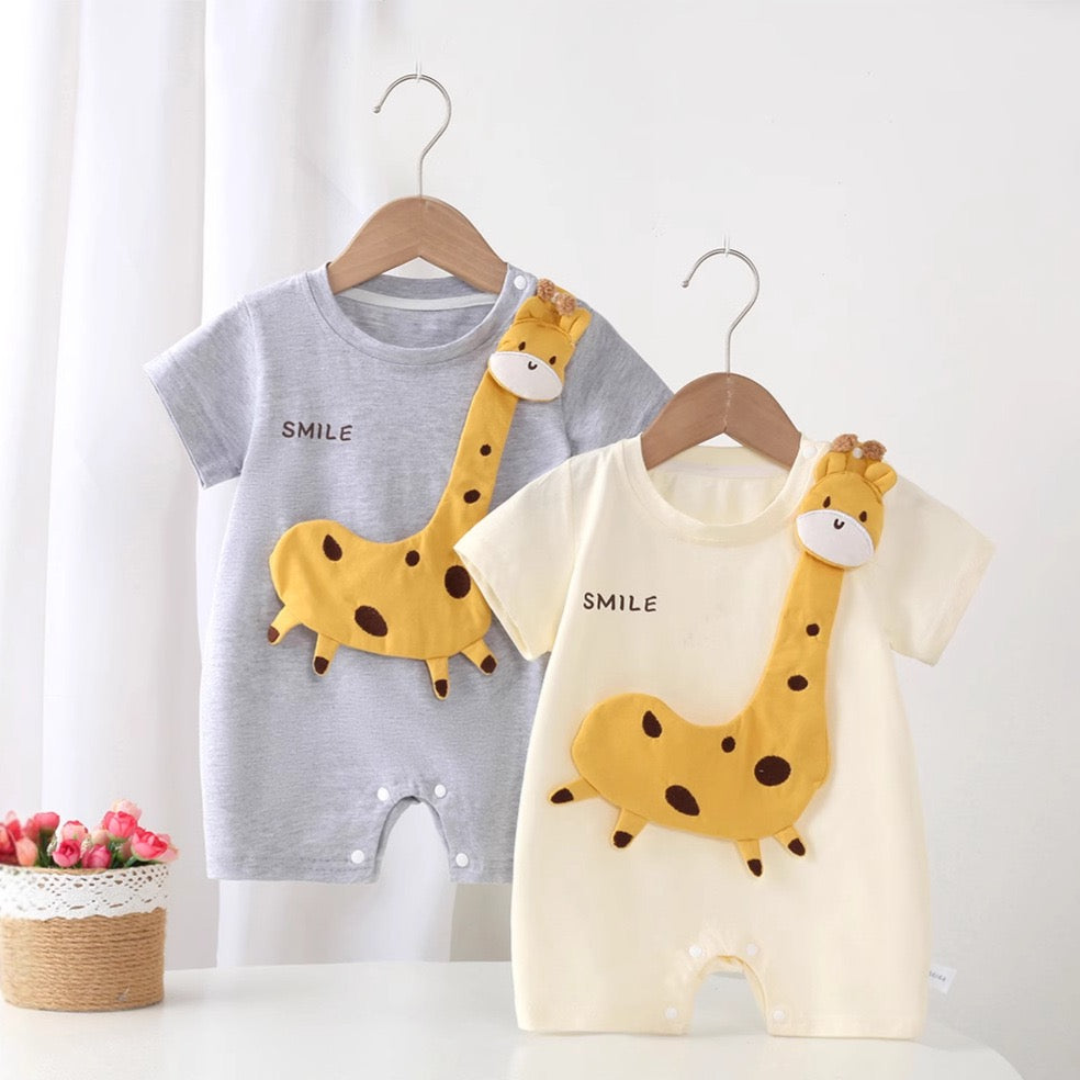 Pagliaccetto Neonato Estivo a Maniche Corte con Giraffa