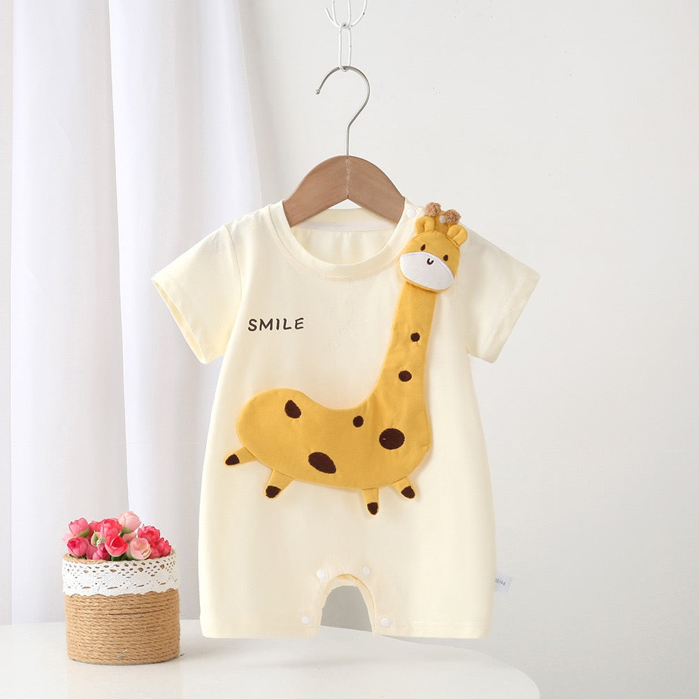 Pagliaccetto Neonato Estivo a Maniche Corte con Giraffa