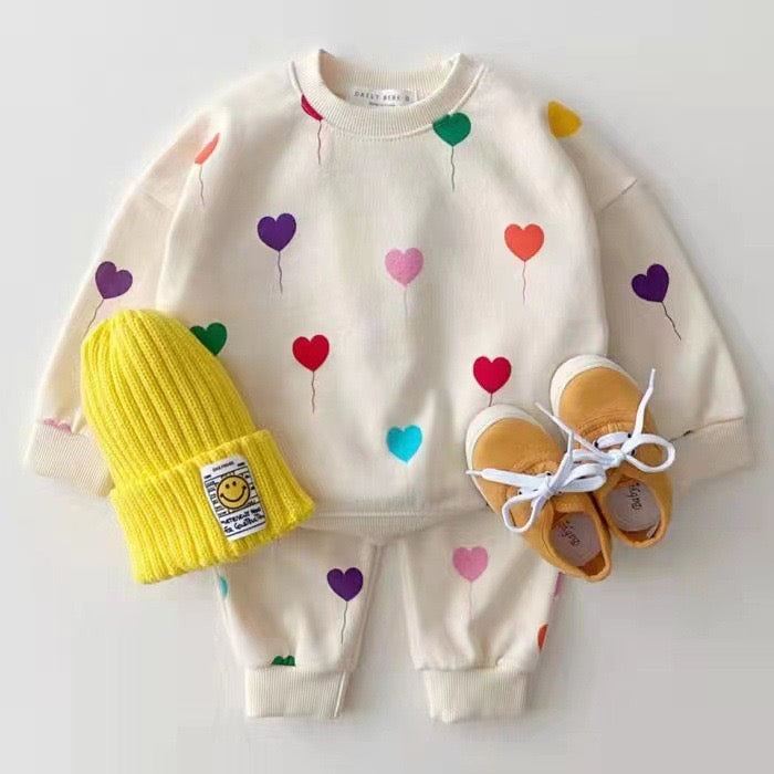 2PCS Set Love Balloon Knitted Pullover Set Children Sweater