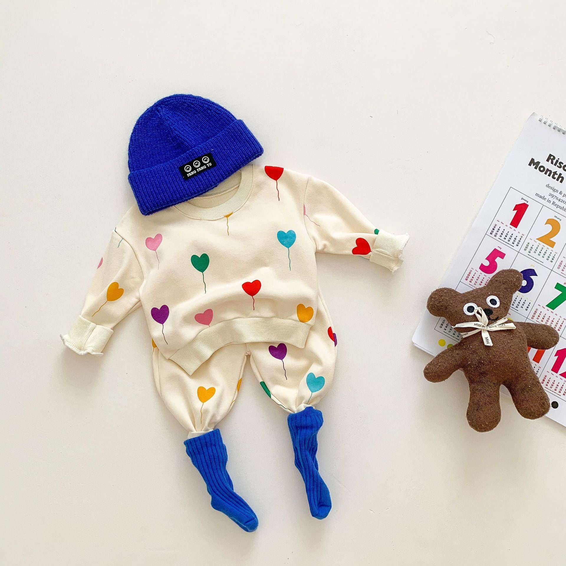 2PCS Set Love Balloon Knitted Pullover Set Children Sweater
