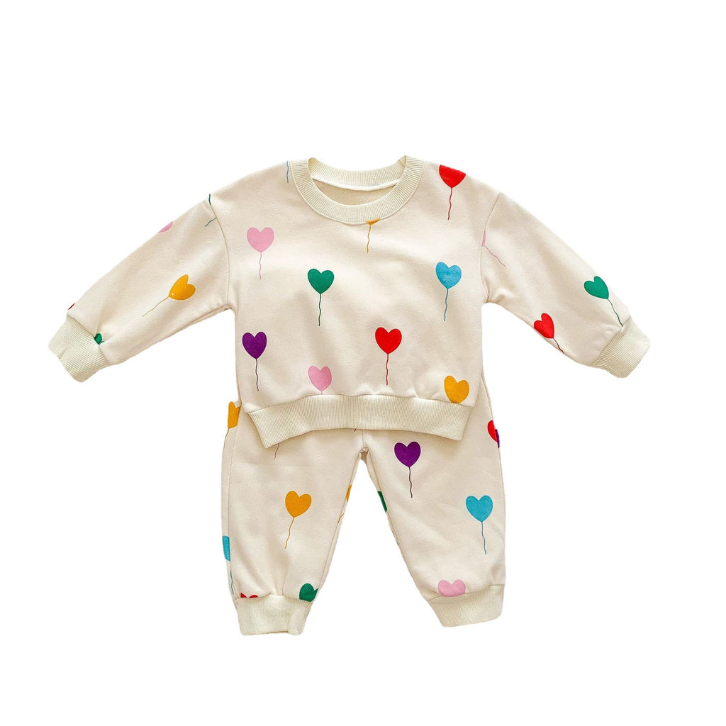 2PCS Set Love Balloon Knitted Pullover Set Children Sweater